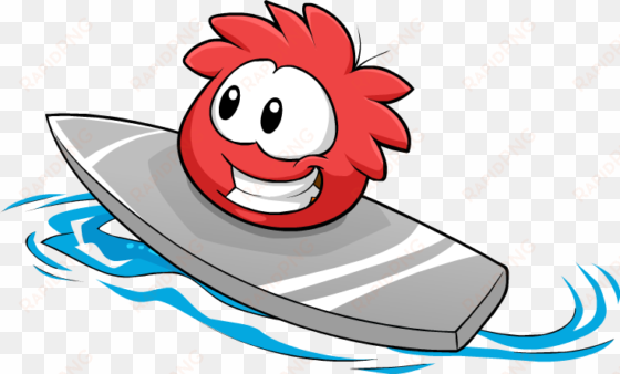 red puffle catchin' waves2 - club penguin puffle gif png