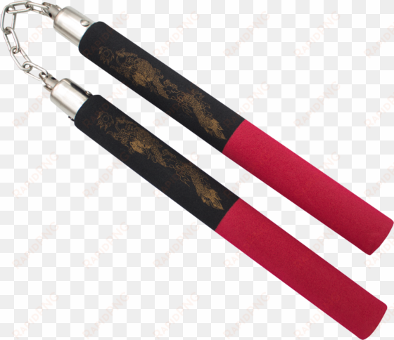 red tip dragon foam practice nunchucks w/ rope - transparent nunchucks