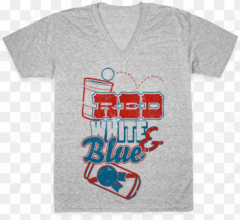 red, white, and blue v-neck tee shirt - active shirt