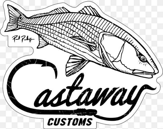 redfish logo decal castaway customs - line art