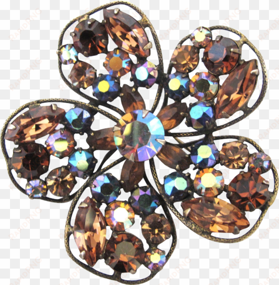 regency amber rhinestone flower pin and accessories - rhinestone flower pin