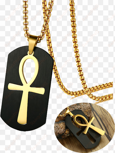 Removable Egyptian Ankh Necklace - Vnox Rock Punk Headset Necklace For Men Gold Color transparent png image