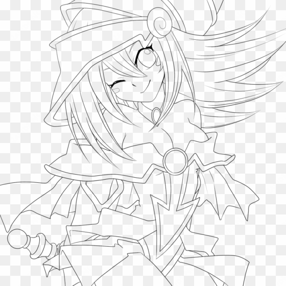 resized to 85% of original loading dark magician girl - line art