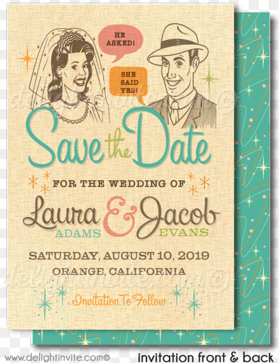 retro atomic 1950's wedding save the date cards - save the date