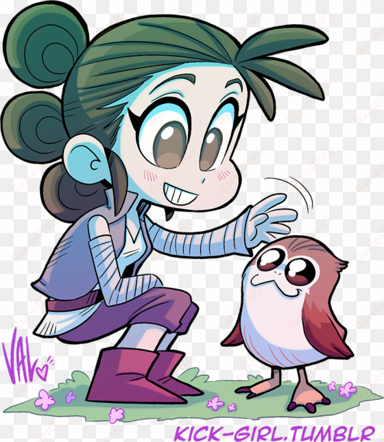 rey with a little porg friend ♥ i've been long overdue - porg star wars fan art