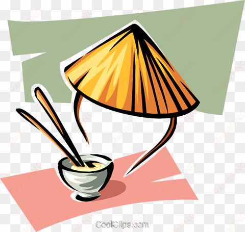 rice bowl and chinese hat royalty free vector clip - chinese hat art