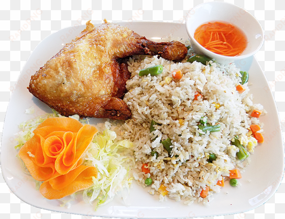 rice with chicken png - fried rice plate and chicken