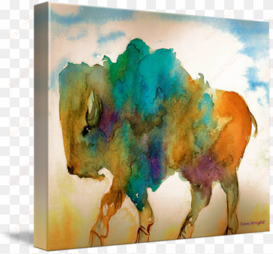 "roaming buffalo" by nan wright - gallery-wrapped canvas art print 22 x 16 entitled roaming
