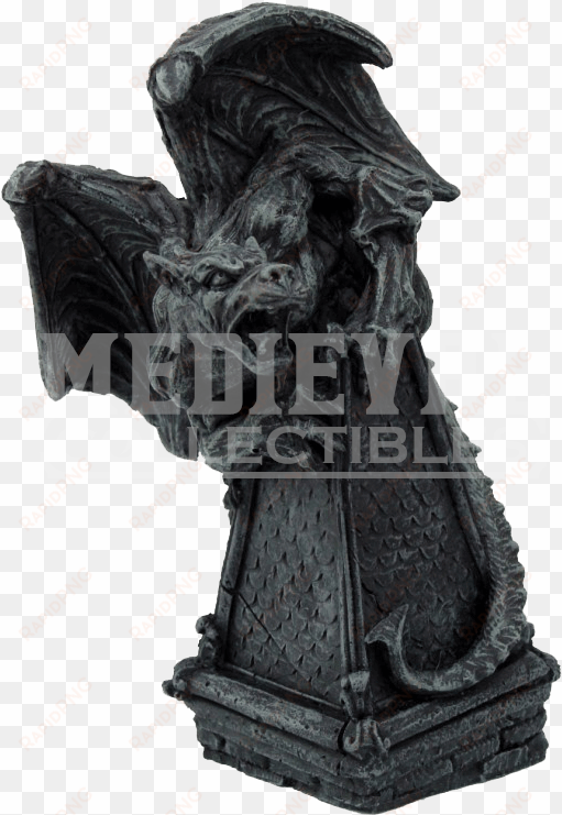 roaring gargoyle on a spire statue - giant rat gargoyle climbing top of tower figurine bottle