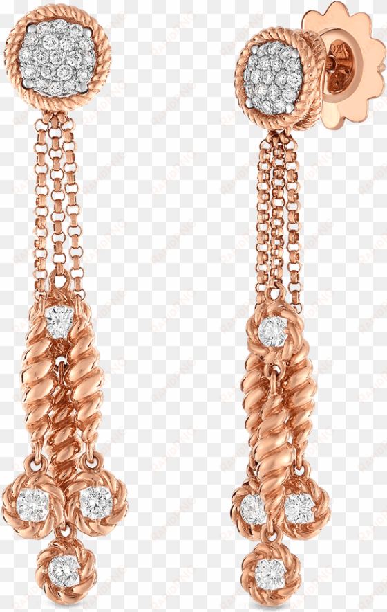 Roberto Coin 18k Rose Gold 18k White Gold - Diamond Tassel Earrings transparent png image