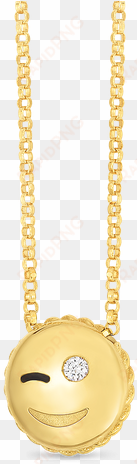 roberto coin wink emoji pendant with diamonds - chain