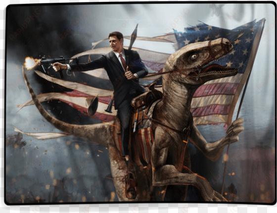 ronald reagan - velociraptor - blanket - 4th of july badass