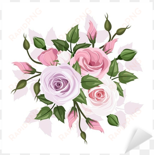 roses and lisianthus flowers - vector graphics