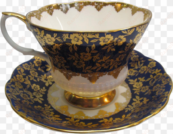 royal albert tea cup and saucer england consort series - blue and gold tea cup