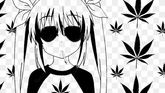 royalty free cannabis drawing wolf - anime girl with weed