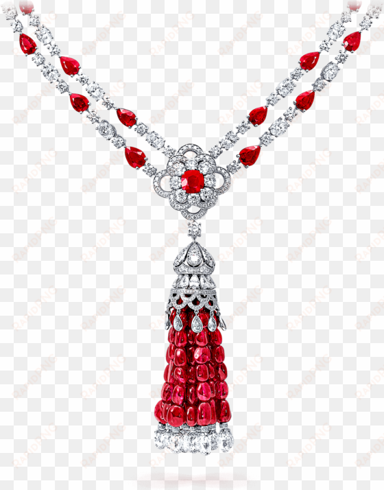 ruby tassel and diamond necklace - bohr model