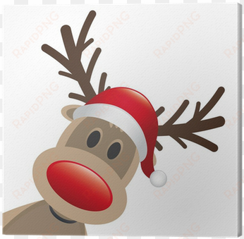 rudolph reindeer red nose and hat canvas print • pixers® - renne babbo natale rudolph