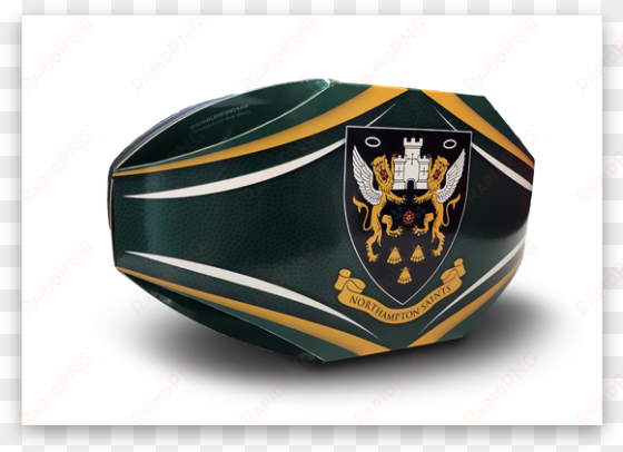 rugby ball carton - northampton saints badge