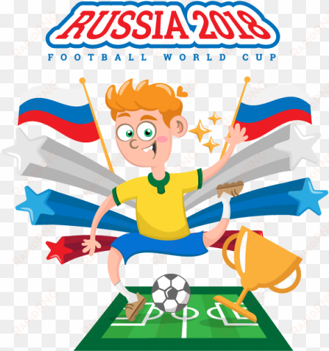russia 2018 world cup soccer player surrounded by soccer - cartoon