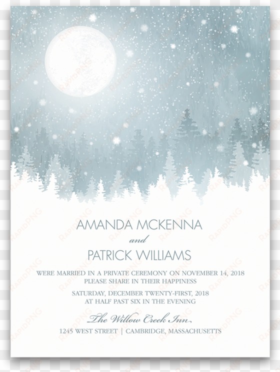 rustic snowflake winter wedding reception only invite - save the date