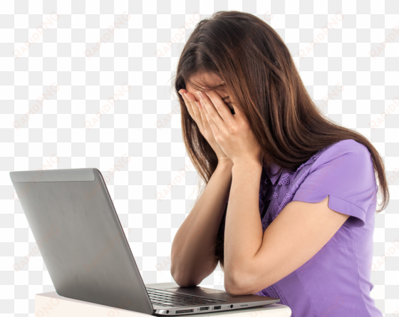 sad girl in front of laptop png - sad girl on laptop