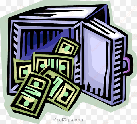 safe full of money royalty free vector clip art illustration - open safe with money
