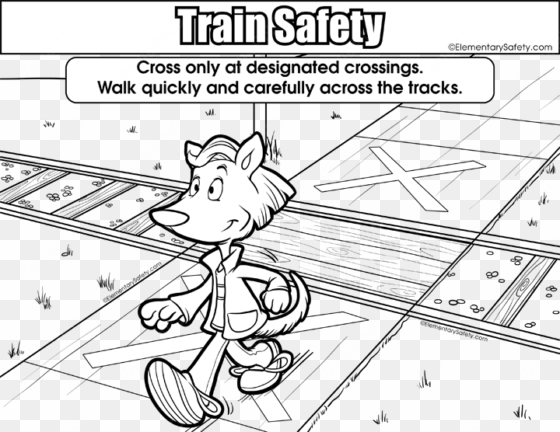 safely cross railway tracks - train signal crossing coloring pages