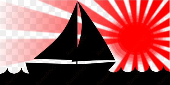 sailing, sailboat, sunset, sunrise - red sun tattoo