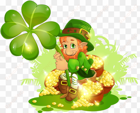 saint patrick's day leprechaun with pot of gold and - clipart png st patricks day