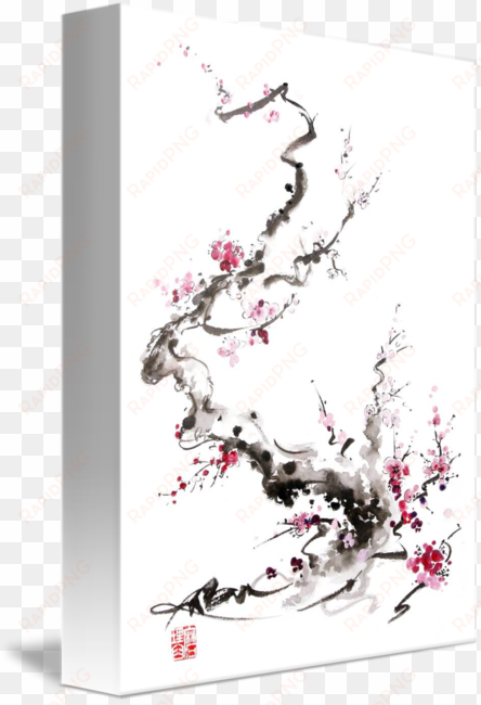 sakura cherry blossom pink and red flowers tree wa - cherry blossom watercolor design