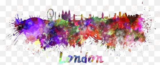 sample background - giclee painting: london splatter skyline, 18x24in.