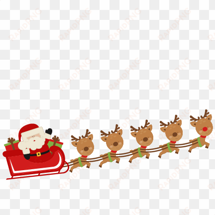 santa and reindeer flying png - cute santa and reindeer