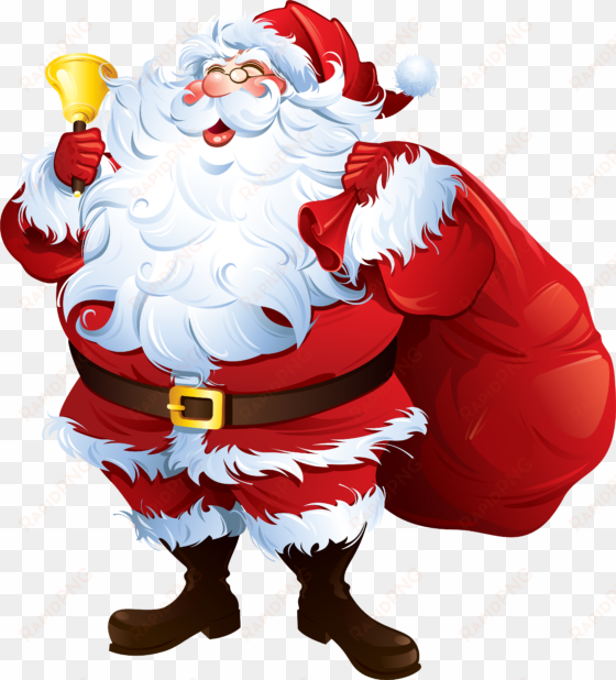 santa claus with bell and bag png clipart - santa claus with bell