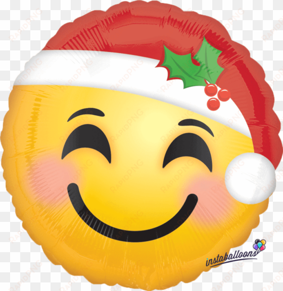 santa hat 18" round emoji emoticon balloon - emoji santa hat 17" balloon (each)