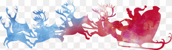 santa´s sleigh watercolour sticker - santa claus