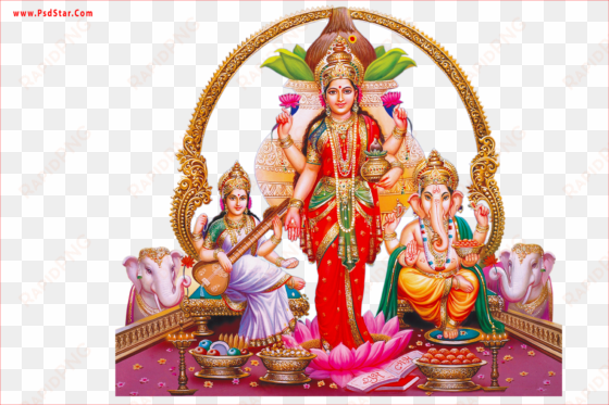 saraswati laxmi maa and ganesh full hd - laxmi mata png