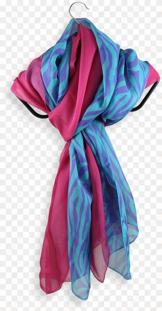 scarf silk printed stripes turquoise violet uni pink - scarf