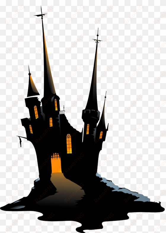 scary halloween png graphic black and white download - haunted castle clipart