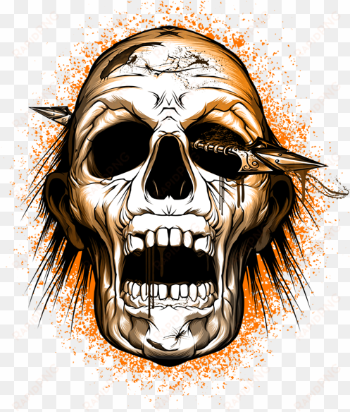 scary skull png clip black and white library - walking dead skull png