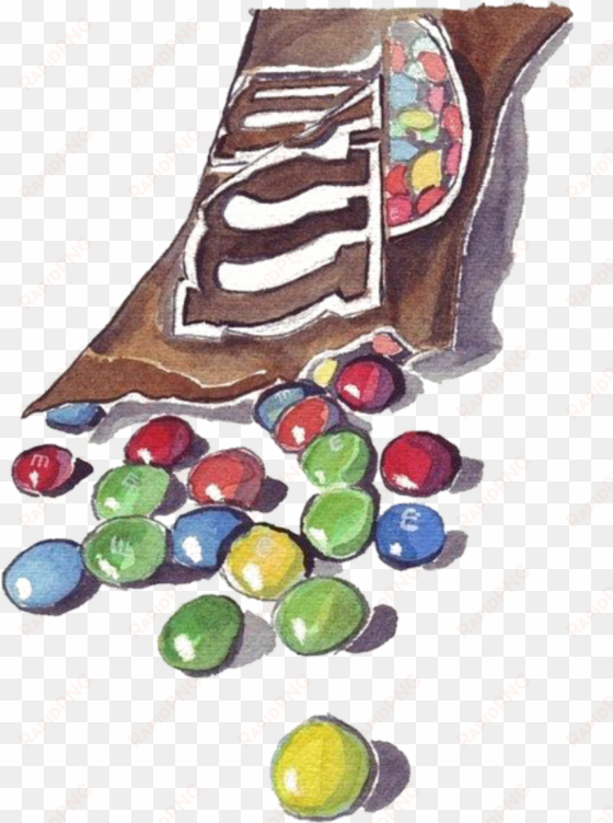 scbeans beans chocolate bean candy watercolor handpaint - candy and wrapper drawing