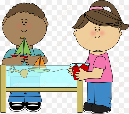 school kids clip art - sand and water table clipart