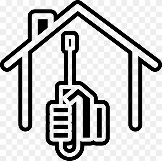 screwdriver on hand and house outline comments - fixing house icon
