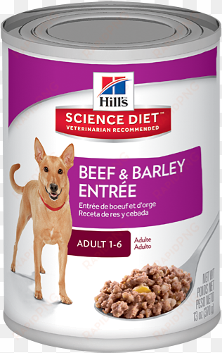 sd adult beef and barley entree dog food canned productshot - science diet dog food cans