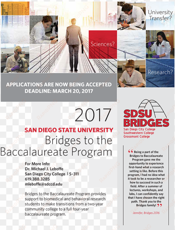 sdsu / city college bridges to the baccalaureate program - flyer