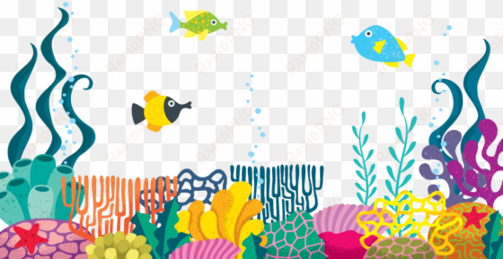 Sea Weed Coral Fish - Illustration transparent png image