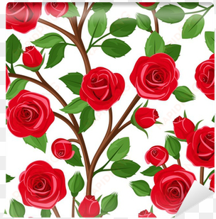 seamless background with branches of red roses - clip art