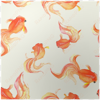 seamless background with hand drawn goldfish - goldfish watercolor