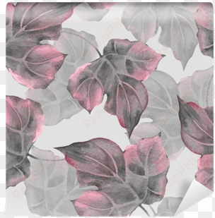 seamless background with watercolor leaves wall mural - illustration