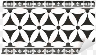 seamless black and white gothic geometrical floral - black