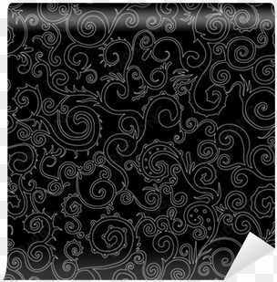 seamless black and white swirl pattern wall mural • - wallet